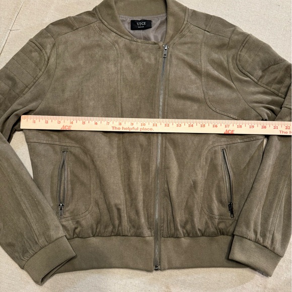 Vici Olive Green Suede Bomber Zip-Up Jacket - Picture 5 of 7